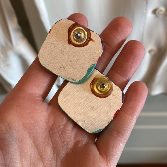 Fiesta Wooden Button Covers (5pcs) with Matching Earrings - Picture 8 of 14